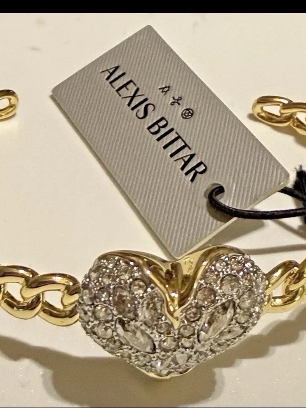 Alexis Bittar Gold-Tone Heart Pavé Crystal Chain Bracelet - Picture 2 of 2